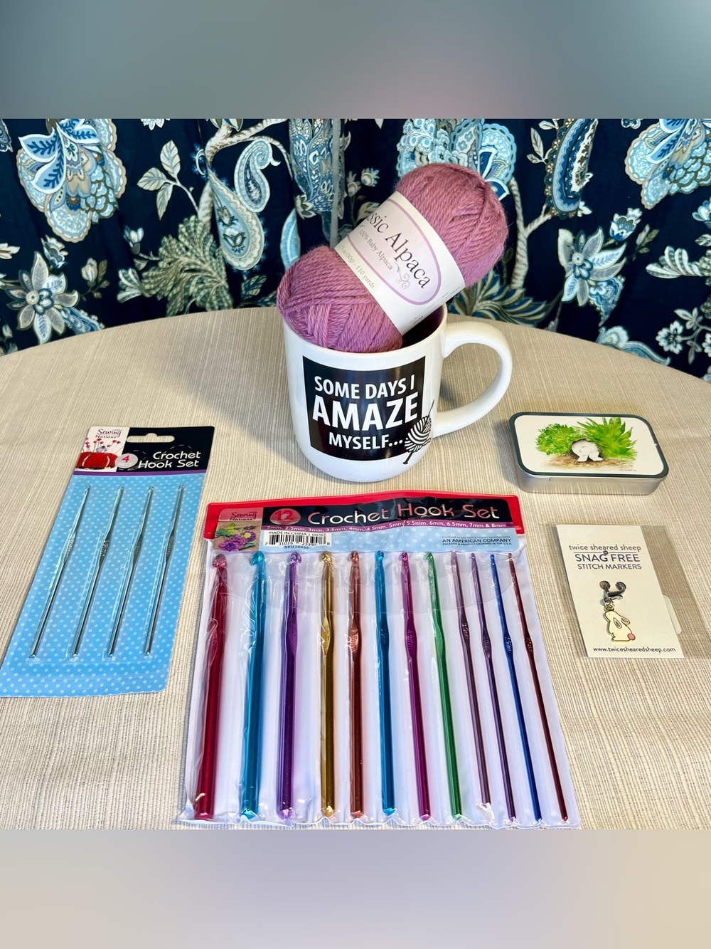 Crochet Gift Set Bundle | Yarn, Crochet Hooks, Mug & Stitch Markers